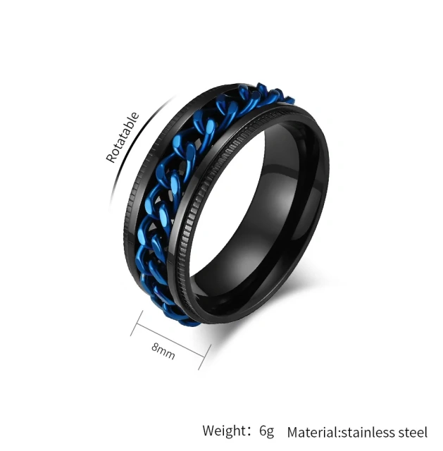 Ready to Ship 8MM Hip-hop Rotatable Steel Rings Stainless Steel Jewelry Rings for Women Men Stainless Steel Ring