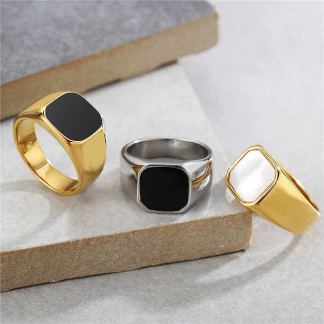 Fashion Jewelry Gold Plated Stainless Steel Ring Shell Couple Ring Man Titanium Steel Ring Fine Jewelry