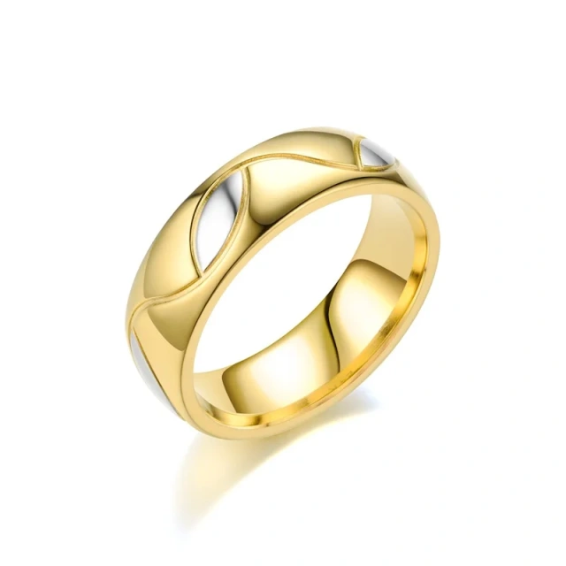 China Supplier Bulk Order Stainless Steel Couple Ring 18K Plated Gold Couple Ring