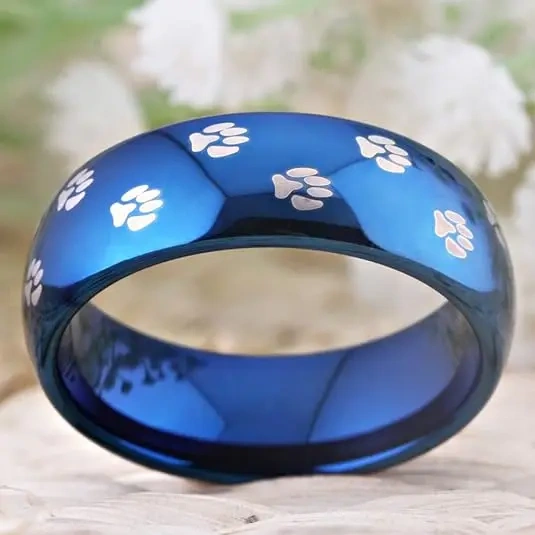 Ouyuan Jewelry 6mm 8MM Luxury Men Jewelry Blue&Silver Plated Tungsten Ring Mens Tungsten Wedding Bands Fashion Jewelry Rings