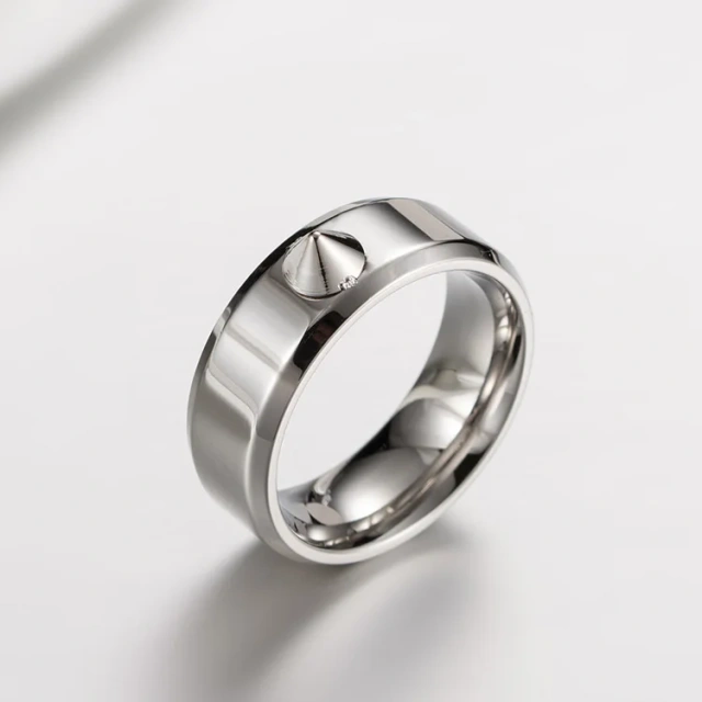 Simple Metal Spike Ring Hip Hop Trendy Rivet Ring Engagement Couple Ring