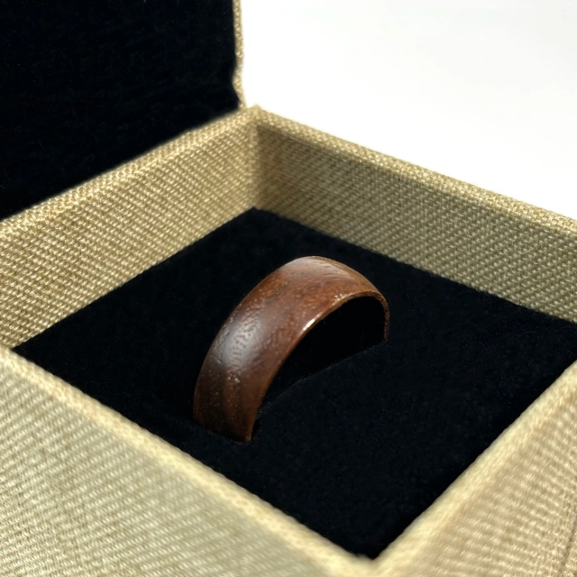 Ouyuan Jewelry Tungsten Carbide Black Zirconium Rose Wood Inlay Wedding Ring Mens Wedding Band