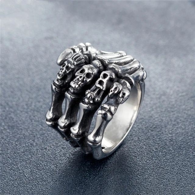 High Quality Punk Jewelry Stainless Steel Ghost Hand Claw Skull Rings Men