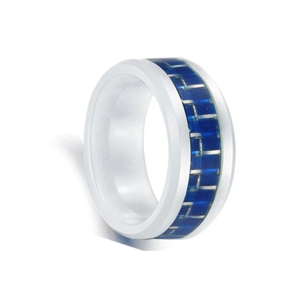 New Ceramic Jewelry  Black Green Blue Carbon Fiber Inlay Special Branded White Ceramic Rings for Boys 6mm