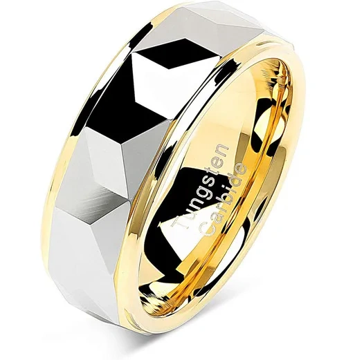 Classic Jewelry Fashion Custom logo 8mm Gold Mens Silver Tungsten Carbide Rings
