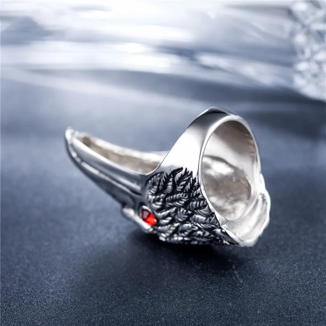 Stock in Size 7-13 Latest Fashion Long Manly Retro Punk Eagle Stainless Steel Ring for Men