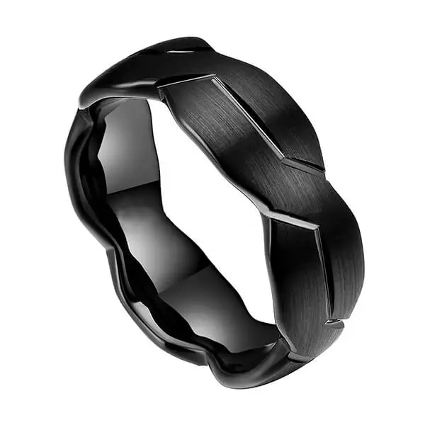 Factory Direct Sales High Quality 8mm Black Silver Tungsten Carbide Ring Brushed Couples Ring Set Wedding Band comfort Fit