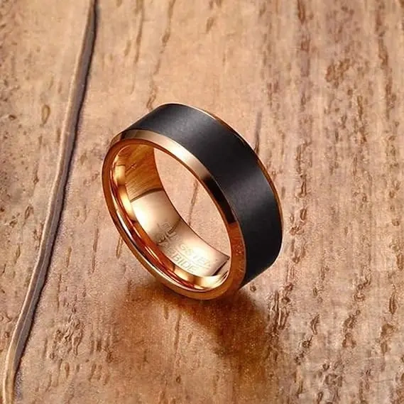 Custom Logo Tungsten Rings - Gold Black Silver Bands - Ouyuan Jewelry