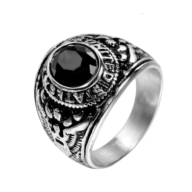 New Punk Diamond Stainless Steel Ring for Men