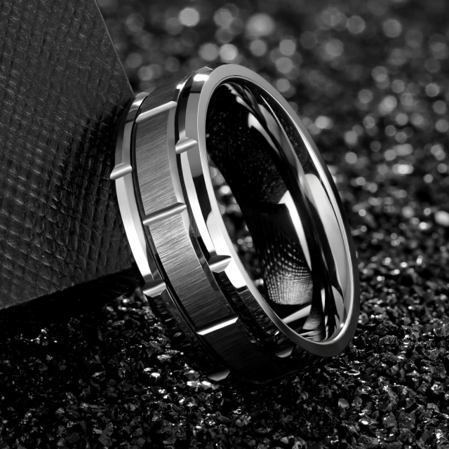 Guangzhou Mens Jewelry Ready to Ship 8mm Tungsten Ring Silver Tungsten Carbide Ring for Men Women Engagement Wedding Band