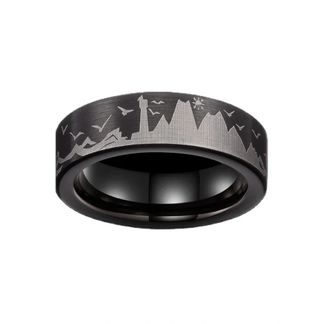 Ouyuan Jewelry Dallas Cowboys Championship Black Tungsten Ring