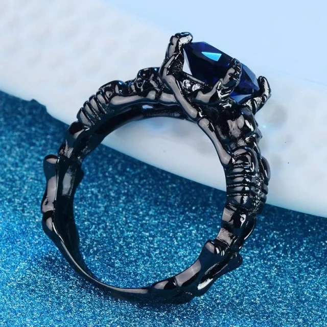 Wholesale Fashion Jewelry Factory Oval Royal Blue Aaa Zircon Skull Rings for Women