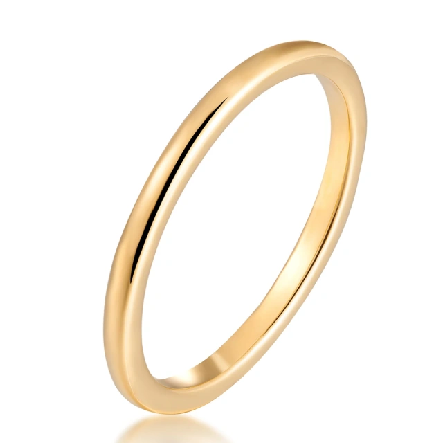 High Quality Fashon Rings Simple 18K Plated Gold 2mm Tungsten Rings Engagement Wedding Ring