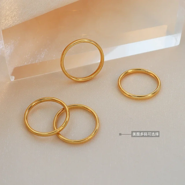 RTS Stainless Steel 18k Gold Plated Ring Design Jewelry Wholesale Various Size for Women Steel Plain Rings