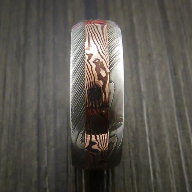 Ouyuan Jewelry Custom Men Damascus Steel Ring Wholesale Jewelry for Men