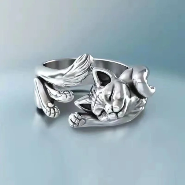 New Kitty Adjustable Ring Silver Plated Ring Wedding Ring