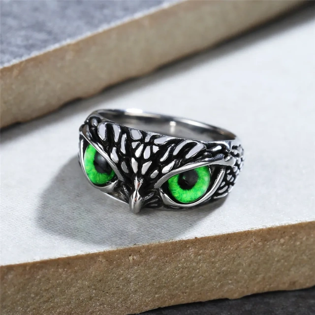 Factory Direct Sale Demon Eyes Owl Punk Jewelry Couple Animal Stainless Steel Promise Ring Jewelry Women for Men Rings