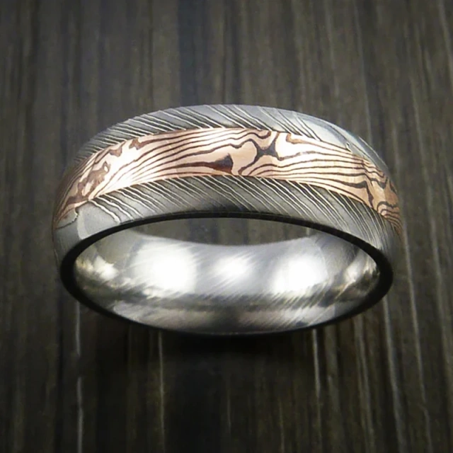 Ouyuan Jewelry Custom Men Damascus Steel Ring Wholesale Jewelry for Men