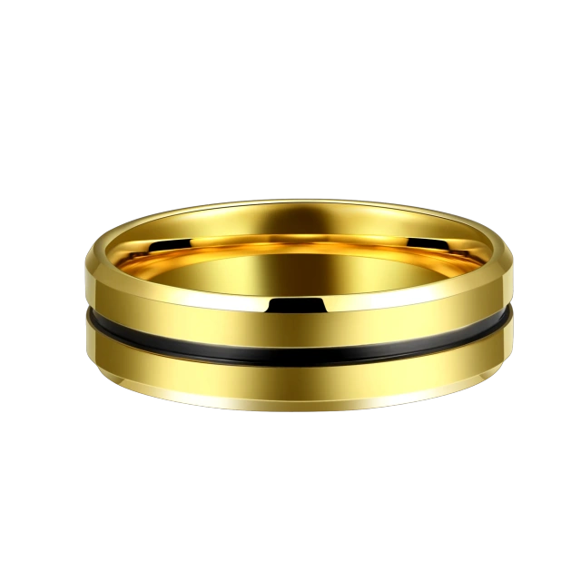 Personalized Jewelry Ready to Ship 6mm 18K Gold Plated Tungsten Carbide Ring Wedding Men Women Ring