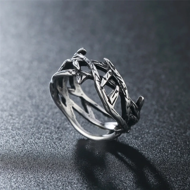 Creativity Gift Biker Jewelry Victory Olive Branch Stainless Steel Mens Rings Punk Retro Finger Rings for Boyfriend
