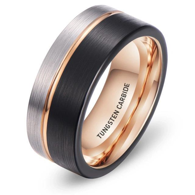 Ready to Ship 8mm Engagement Wedding Rings Tungsten Carbide Steel Ring Black Silver Jewelry for Men Women comfort Fit