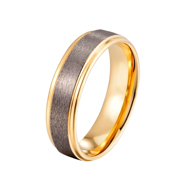 Customized Rings 8mm 6mm Gold Tungsten Ring Wedding Ring Set for Couples Forever Love