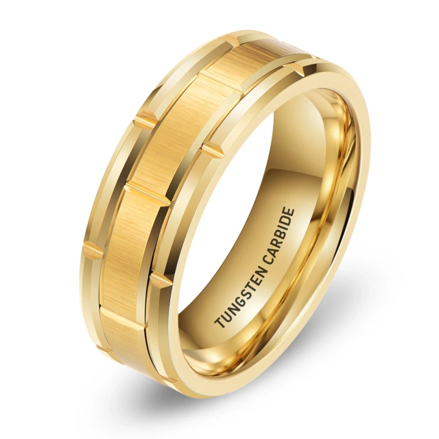 Classic Stainless Steel Tungsten Steel Ring Design Groove Men Rings Gold Wedding Bands Ring