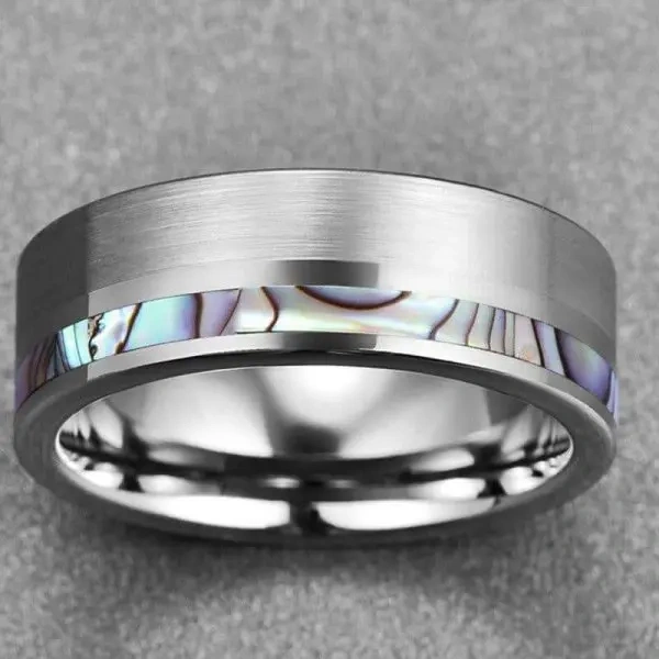 Custom OEM logo Men Sex Jewelry Tungsten Cock Ring Inlay Wood and Turquoise