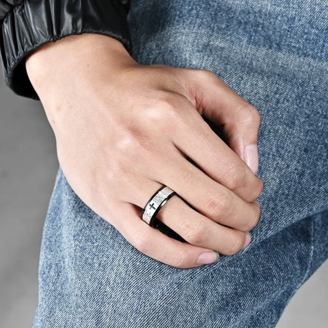 RTS Factory Sale Stainless Steel Men Jewelry Fine Cross Odin Triangle Knot Digital Rotation 18k Gold Pvd Plating Ring