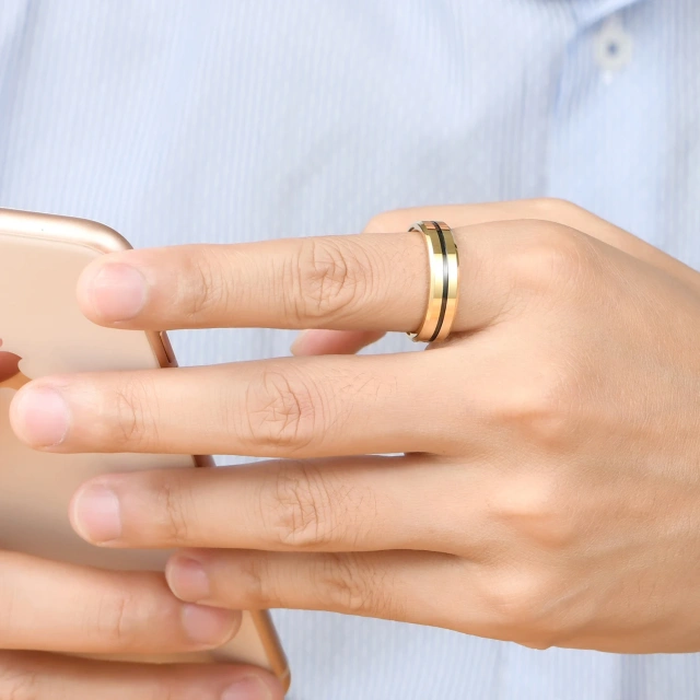 Personalized Jewelry Ready to Ship 6mm 18K Gold Plated Tungsten Carbide Ring Wedding Men Women Ring