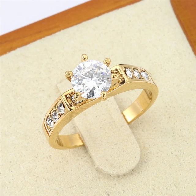 Factory Fashion Rings 18K Gold Plated Silver Zircon Rings Stainless Steel Jewelry for Women Wedding Engagement Bands