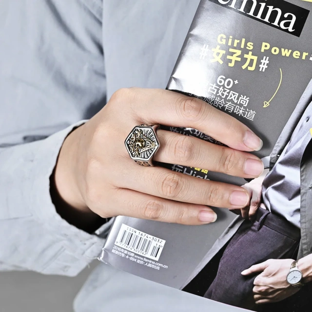 In Stock Skull Masonic G Brotherhood Titanium Steel Rings Men Rings Retro Stainless Steel Fashion Jewelry Wholesale
