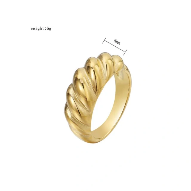 Fashion Jewelry 18K Gold Plated Stainless Steel Ring Titanium Steel Ring for Women Wedding Engagement Bands