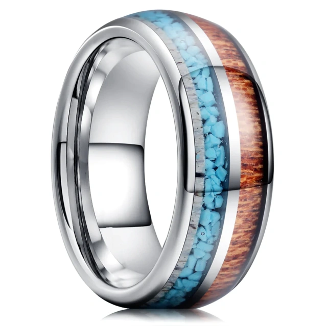 Fashion Rings 4mm Tungsten Ring ZIRCON Wedding Band Wedding Rings Couple Set