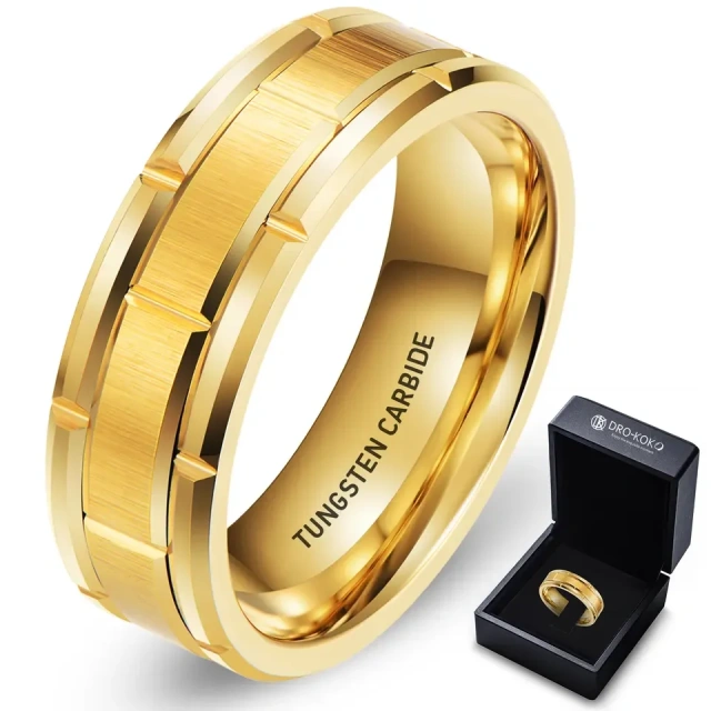 Custom 6mm 8mm High Polish Fashion Rings Jewelry 18K 24K Gold Tungsten Ring for Wedding Rings