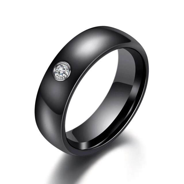 Fashion 6mm Width Men Women Black White Couple Rings Ceramic Ring for Valentine's Day Gift Jewelry Rings