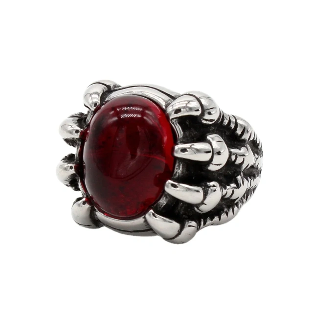 Wholesale Personality Vintage Punk Claw Ruby Ring Titanium Steel Ring Men Stainless Steel