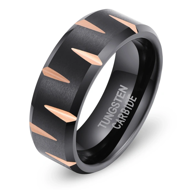 RTS 8mm Wholesale Mens Jewelry Tungsten Carbide Rings Black Tungsten Rings for Men Comfort Fit