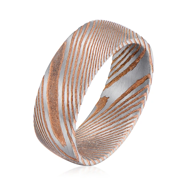 Trending Factory Wholesale Price Custom Jewelry 8MM Width Silver Damascus Steel Ring Men Rings Fashion Jewelry