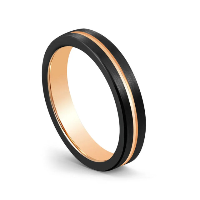 Ready to Ship 4mm Black Tungsten Carbide Ring - Ouyuan Jewelry