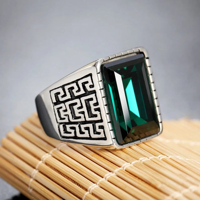 Wholesale Wedding Rings Men's Titanium Steel Ring Sapphire Wedding Rings