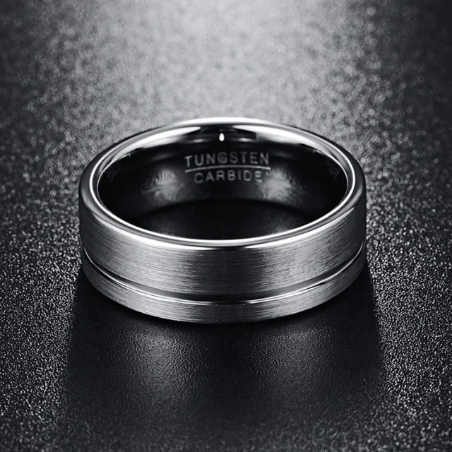 Low MOQ 8mm Silver Tungsten Ring Women Men Trendy Engagement Wedding Band Beveled Edges Comfort Fit
