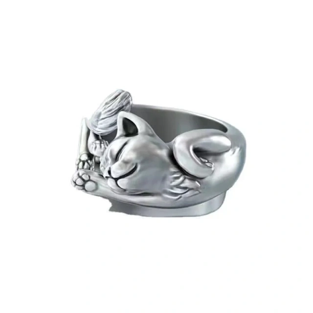 New Kitty Adjustable Ring Silver Plated Ring Wedding Ring
