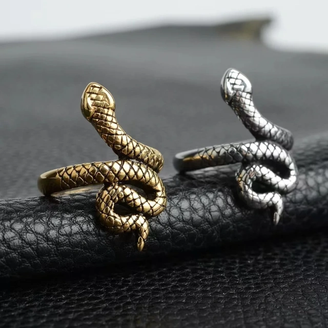 New Arrived Vintage Punk Rock Style Stainless Steel Snake Design Ring