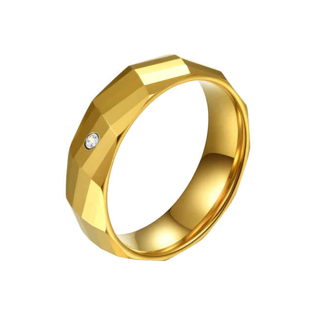 Best Selling Jewelry 6mm 18K Gold Tungsten Carbide Ring Couple Rings Promise Wedding Band Cubic Zircon Stone Inlay Comfort Fit