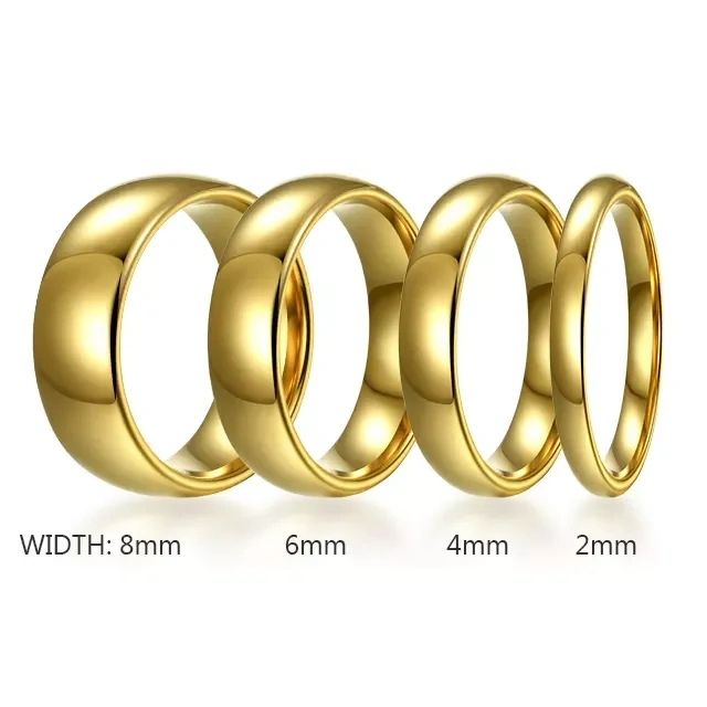 Custom 6mm 8mm High Polish Fashion Rings Jewelry 18K 24K Gold Tungsten Ring for Wedding Rings