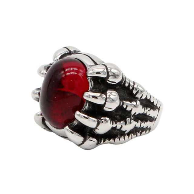 Wholesale Personality Vintage Punk Claw Ruby Ring Titanium Steel Ring Men Stainless Steel