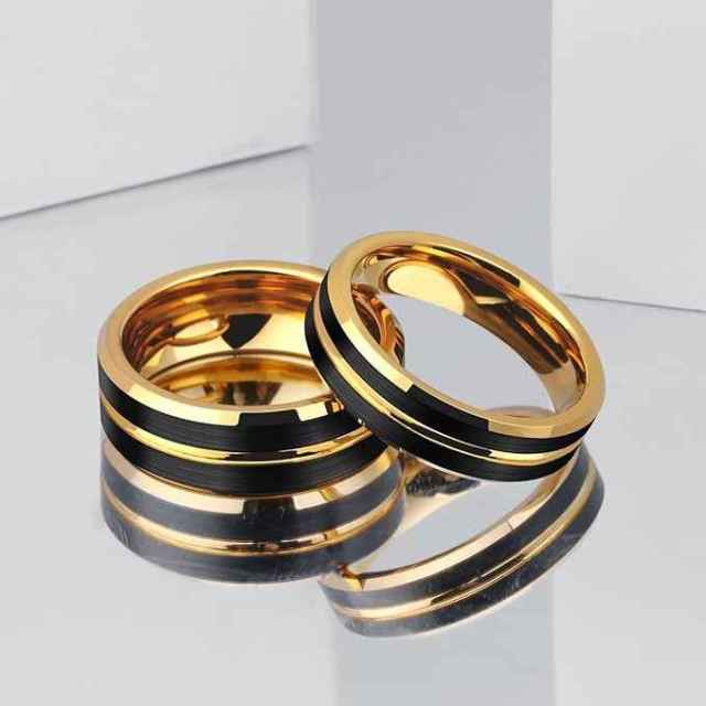 Gold & Black Plated Tungsten Couple Rings - OEM Supplier - Ouyuan