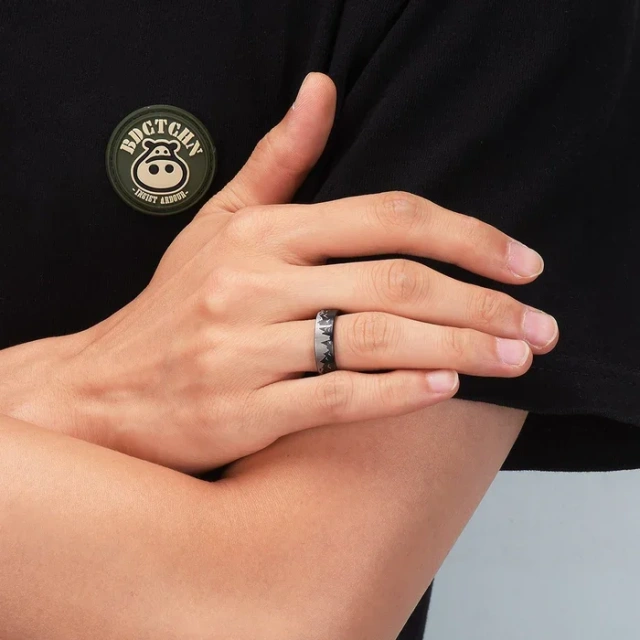 Ouyuan Jewelry Dallas Cowboys Championship Black Tungsten Ring