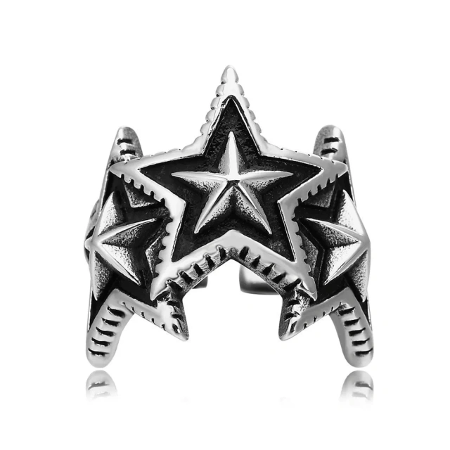 Punk Jewelry Stainless Steel Star Finger Ring for Unisex